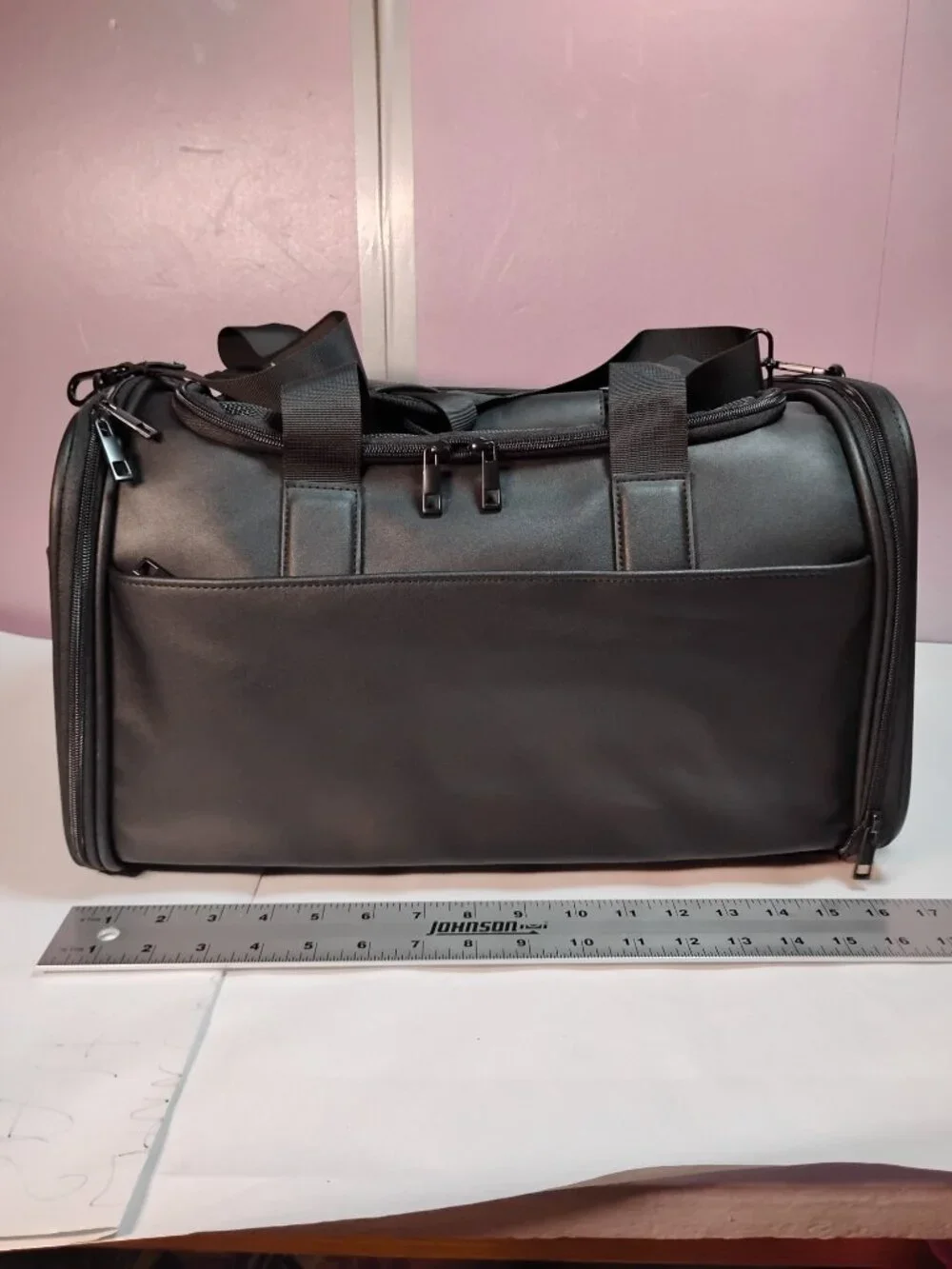 Black Leather Soft Sided Pet Carrier Travel Bag Airline Approved Small Pet Tote